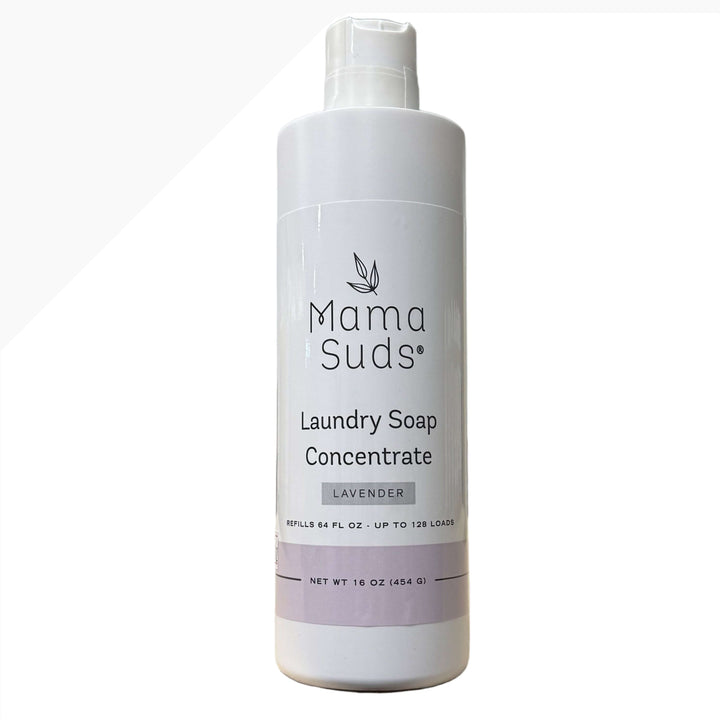 Laundry soap concentrate refill bottle with label.