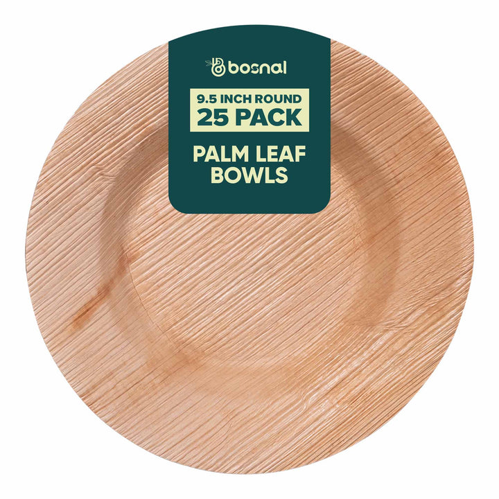 Round palm leaf soup bowl for soups and salads.