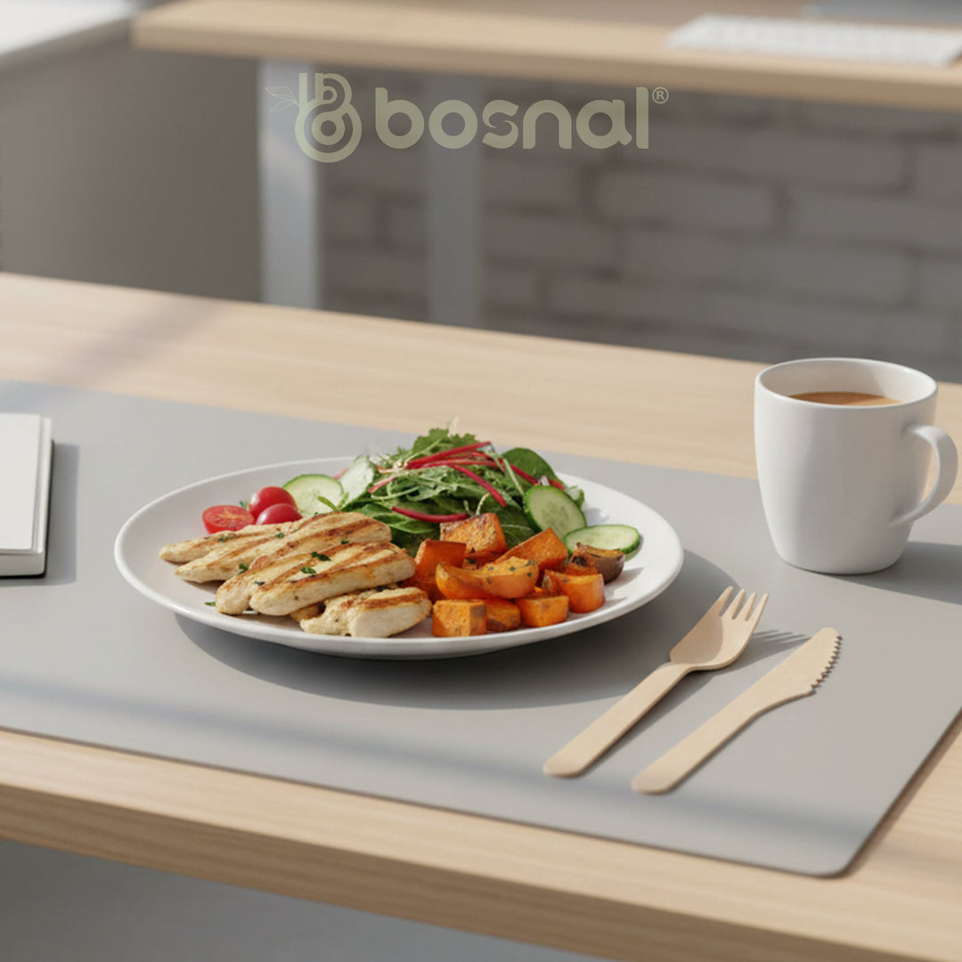 Birch wood cutlery set with forks, knives, and spoons, natural wood finish.