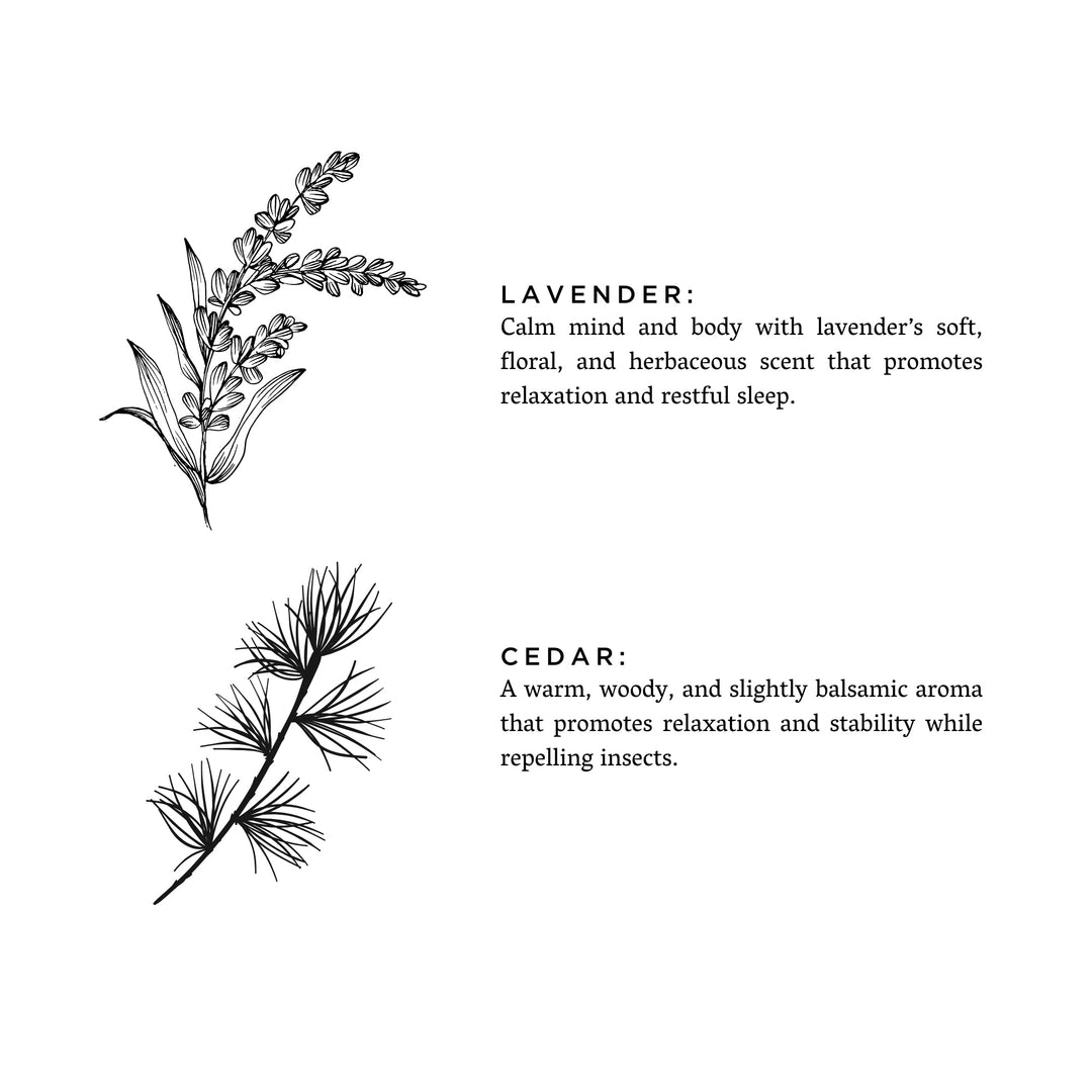 Lavender cedar candle with lavender and cedar scent in a soy wax finish.
