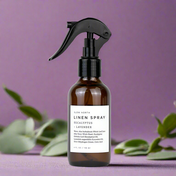 Linen spray with calming floral and herbal scent profile.