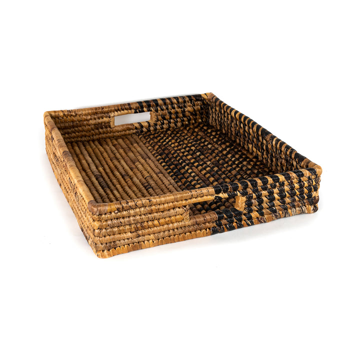 Handwoven banana leaf trays with natural woven patterns and a sturdy design.