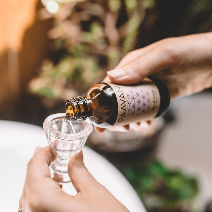 Dinacharya Ayurvedic self-care kit with oils for the morning routine.