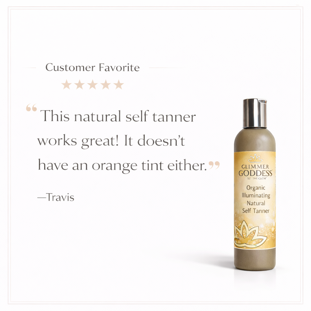 Organic self tanning lotion in a natural setting.