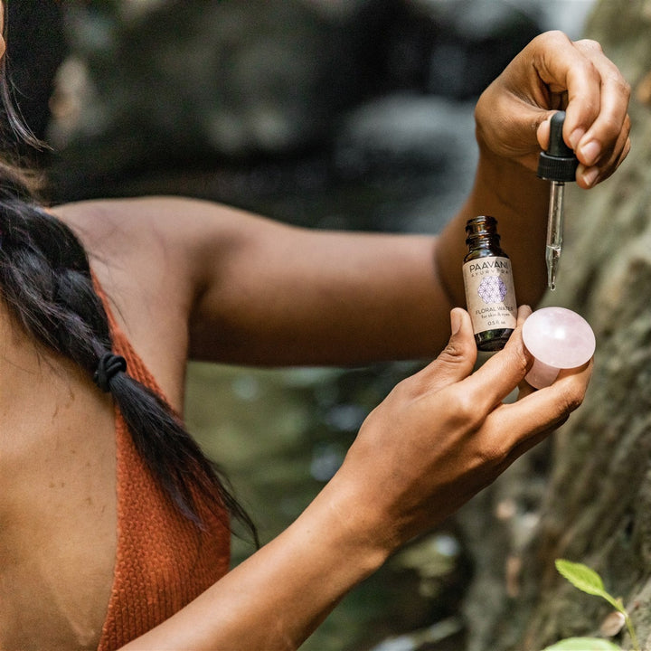 Rose quartz facial tool for skincare and facial massage.