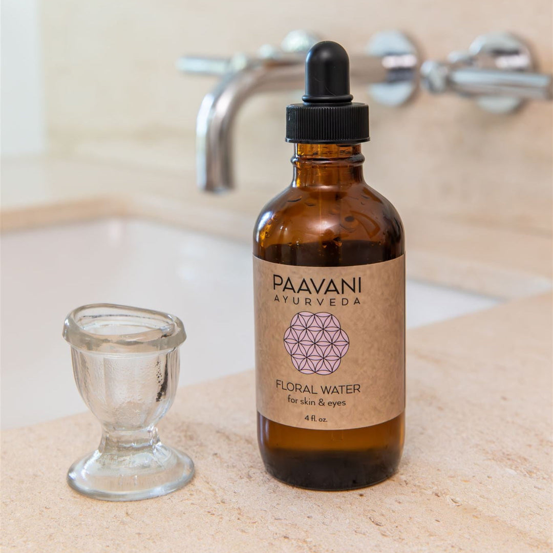 Glass eye wash cup for the Ayurvedic eye-washing practice.