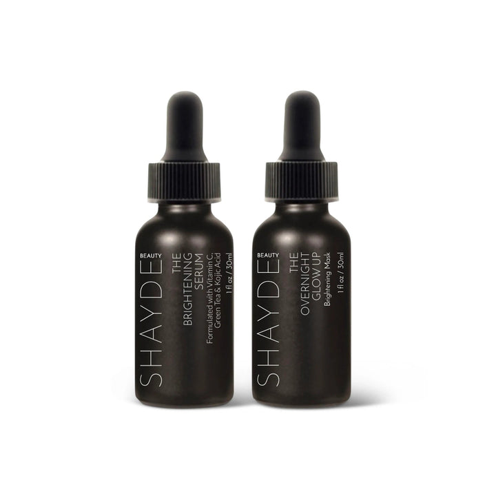 The brightening day-and-night set, two skincare products in sleek packaging.