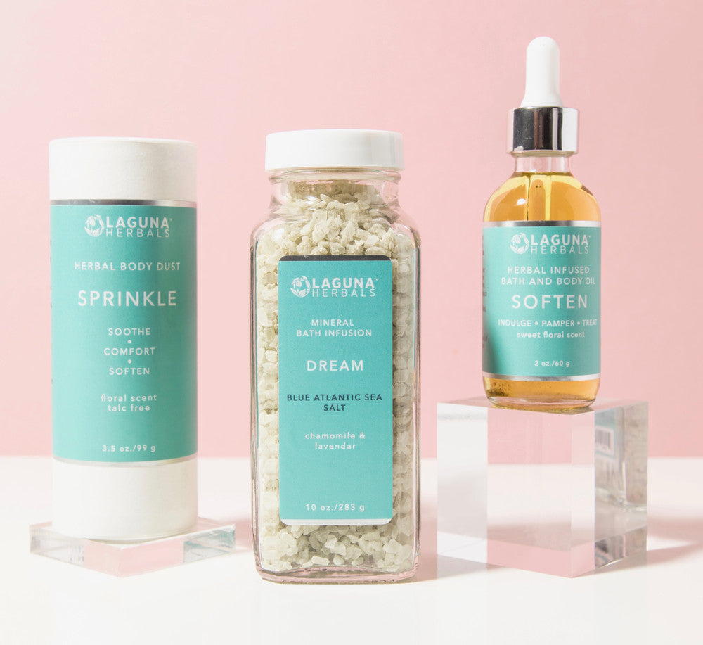 Dream Big bath set with a mineral soak and body-care products.