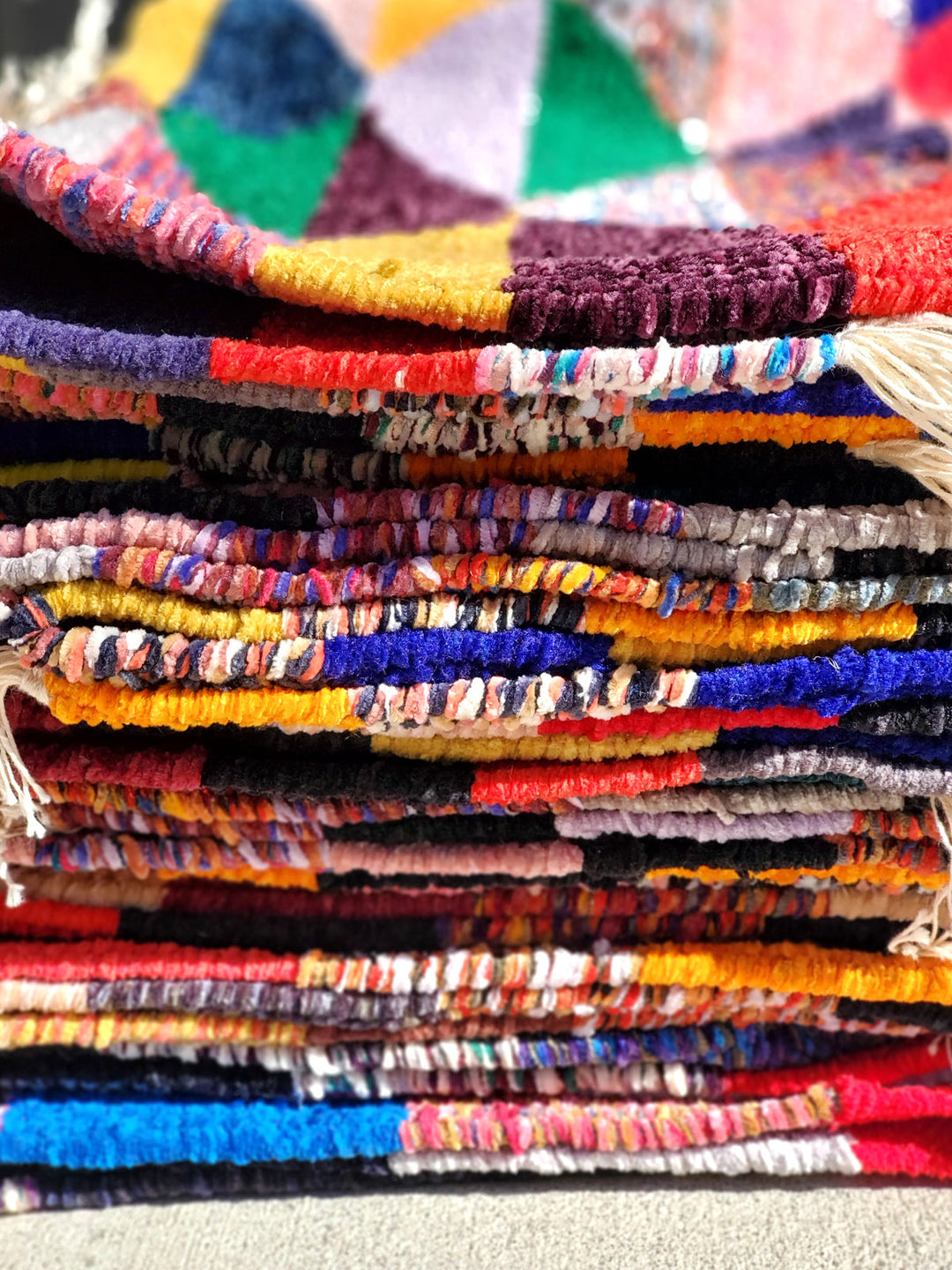 Eco-friendly handwoven chenille mat for entryway, bathroom, or bedside