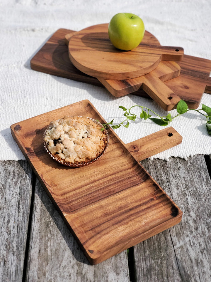 Rectangular Albizia wood tray for serving cheese, fruit, and appetizers