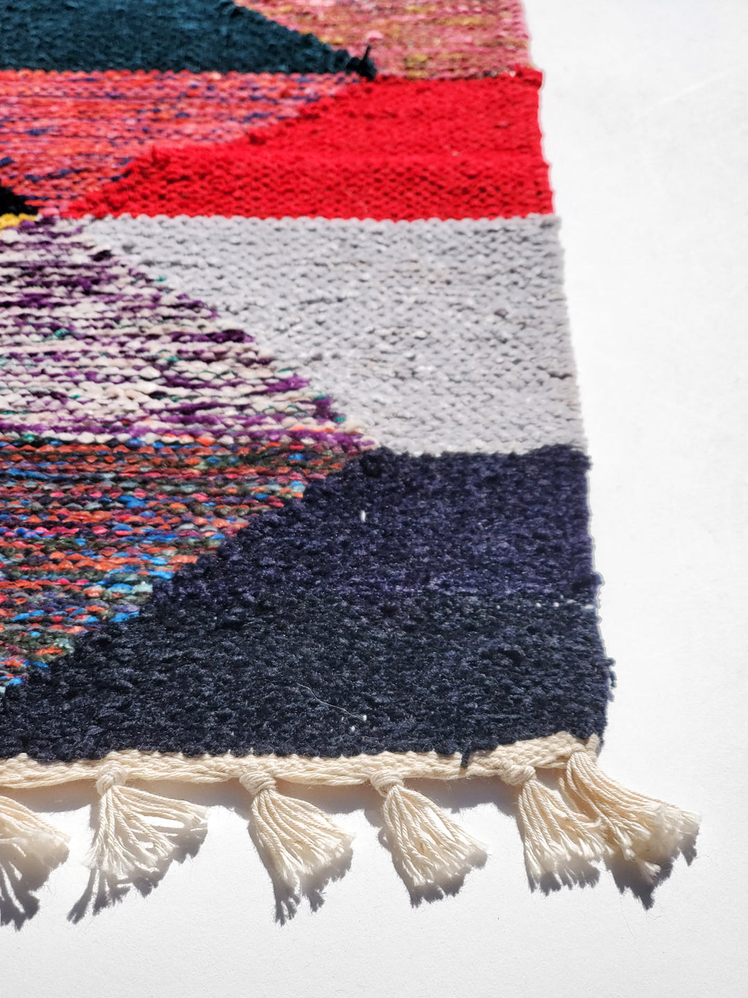 Recycled chenille area mat handmade by Fair Trade artisans, eco-conscious home decor