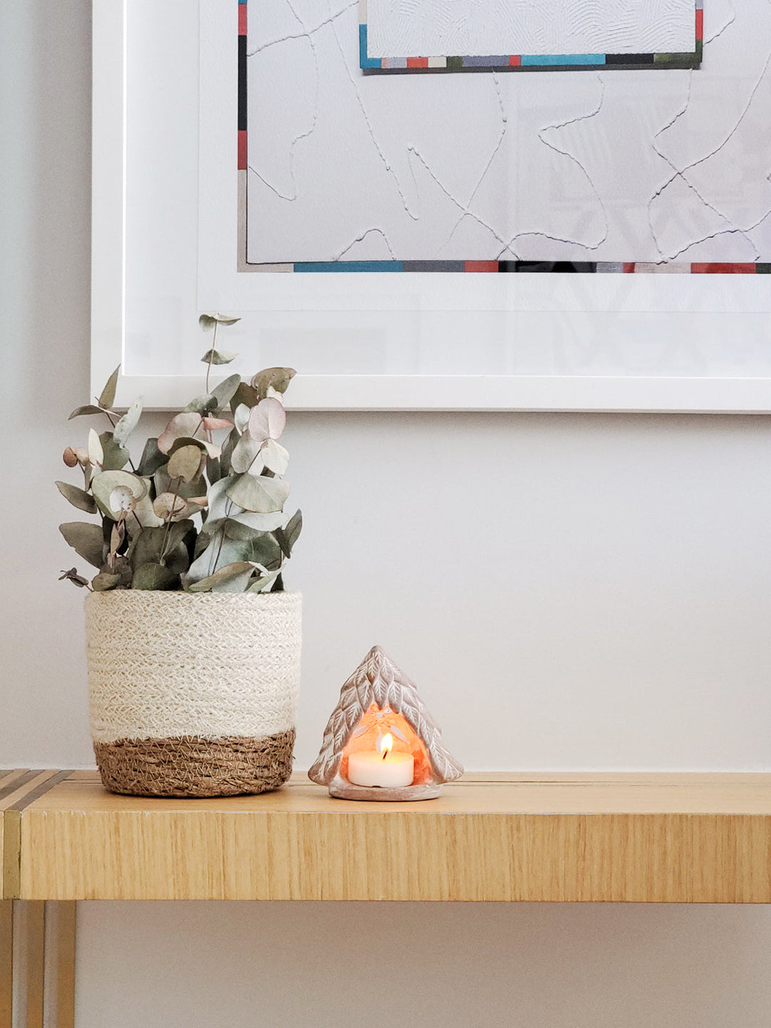 Rustic tree-shaped terracotta candle lantern