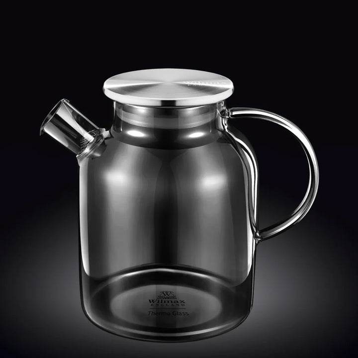 Large 54 oz glass teapot with a sleek design and glass handle, for hot tea.
