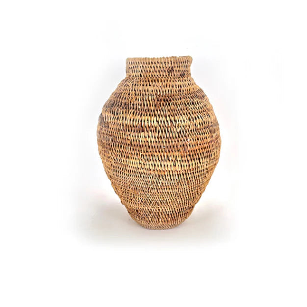 Buhera storage baskets in handwoven cane, natural rustic design with sturdy construction.