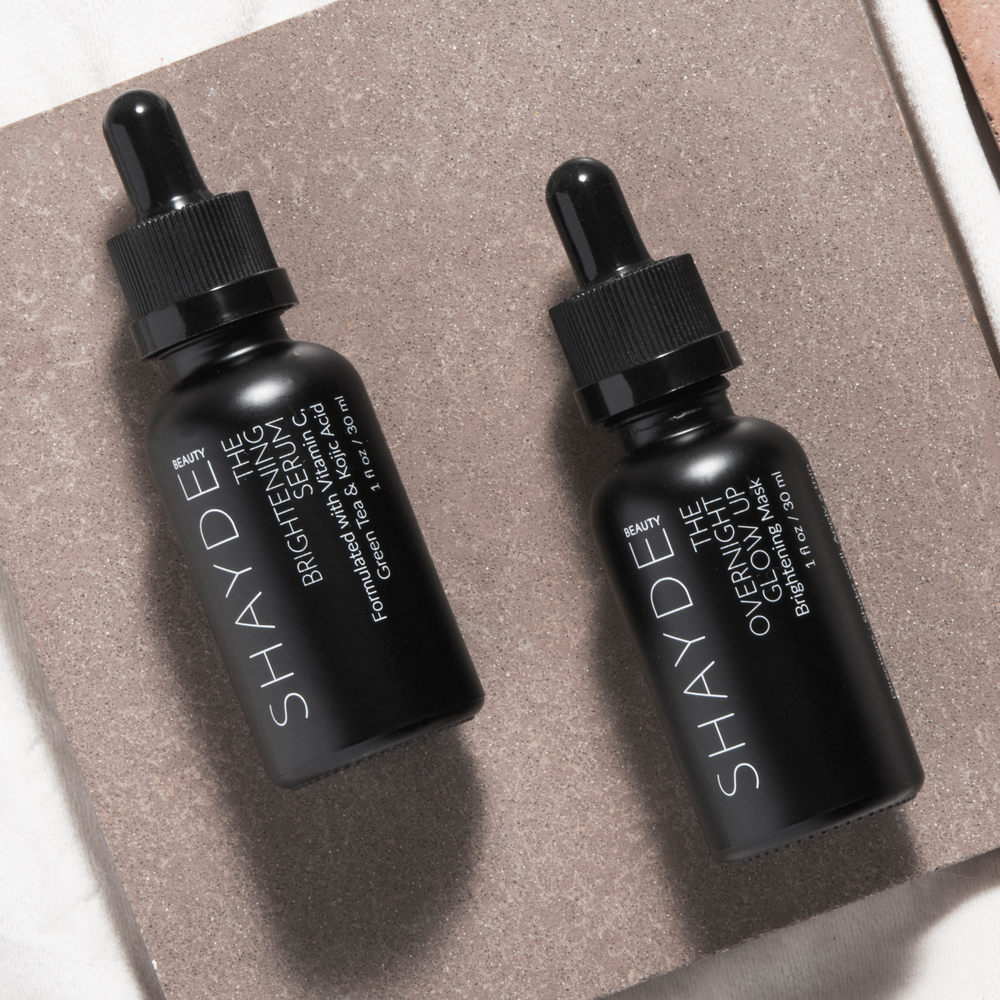 The brightening day-and-night set in sleek bottles with a minimalist design.