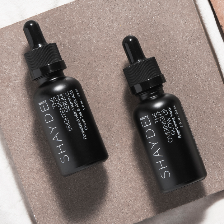 The brightening day-and-night set in sleek bottles with a minimalist design.