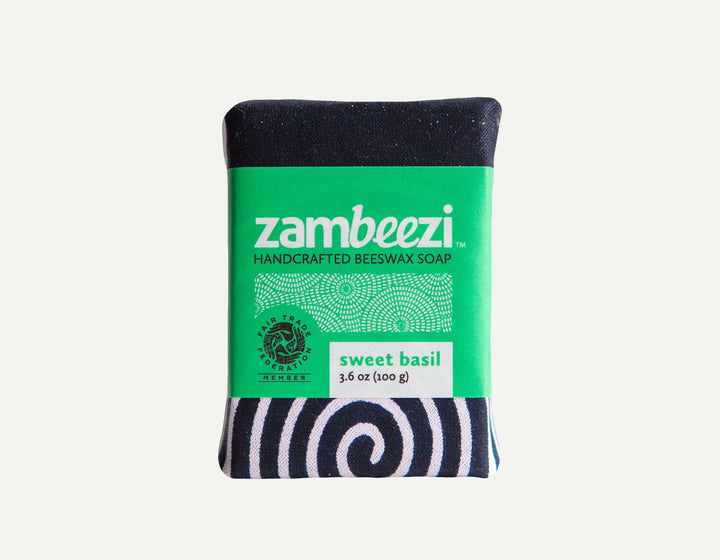 Organic sweet basil soap bar with beeswax, a natural herbal bar.