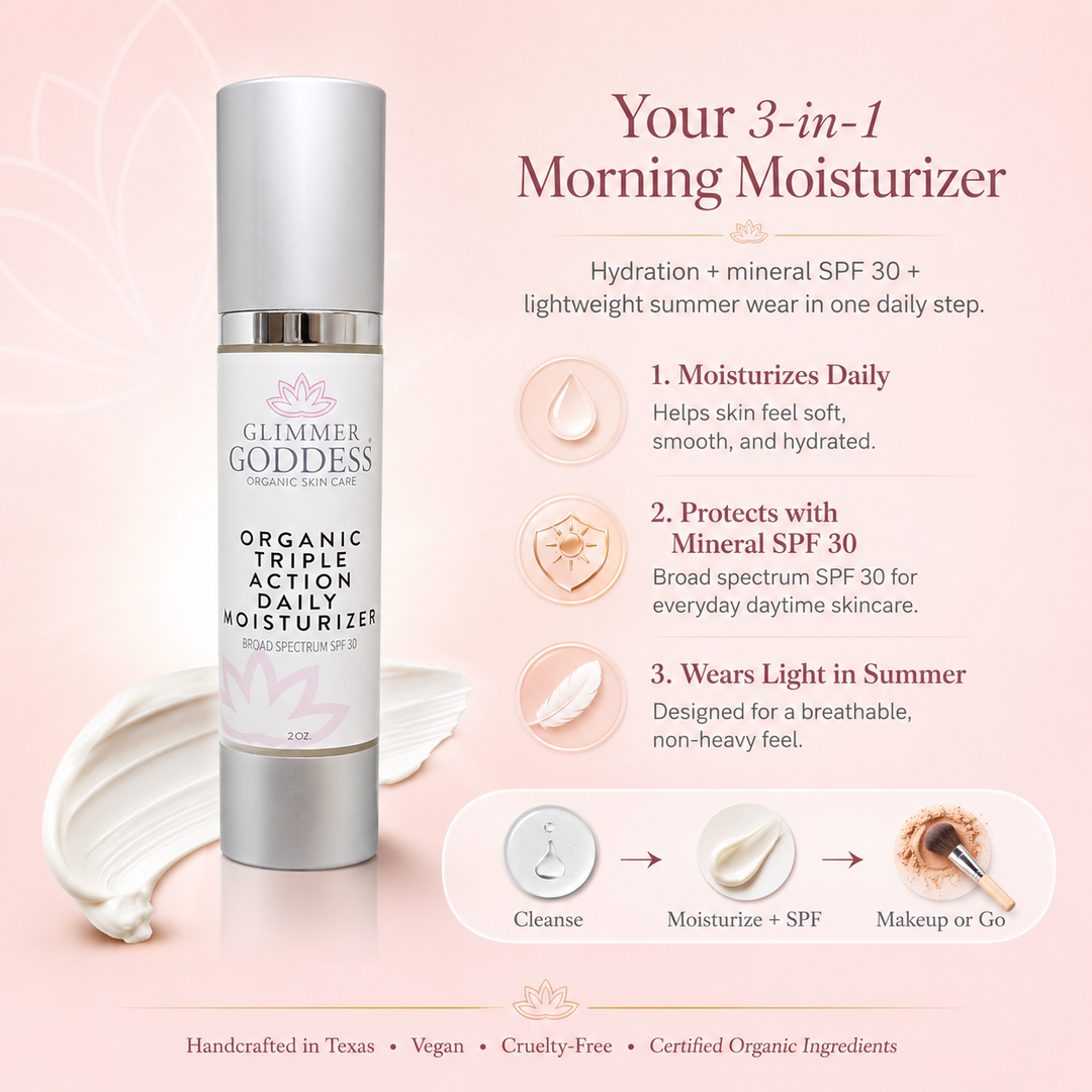 Organic daily face moisturizer with SPF 30 in a jar.
