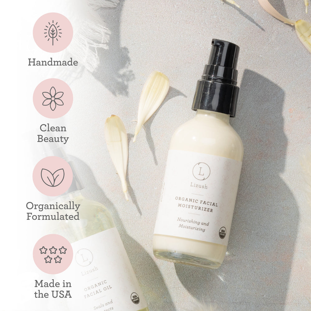 USDA-certified organic facial moisturizer in a jar, with natural ingredients.