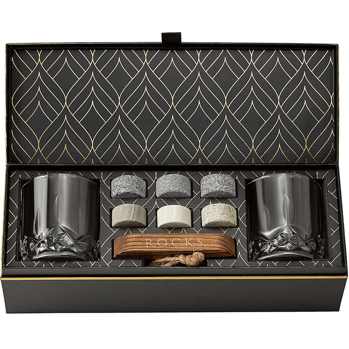 Set of crystal whiskey glasses with an elegant, clear classic design.