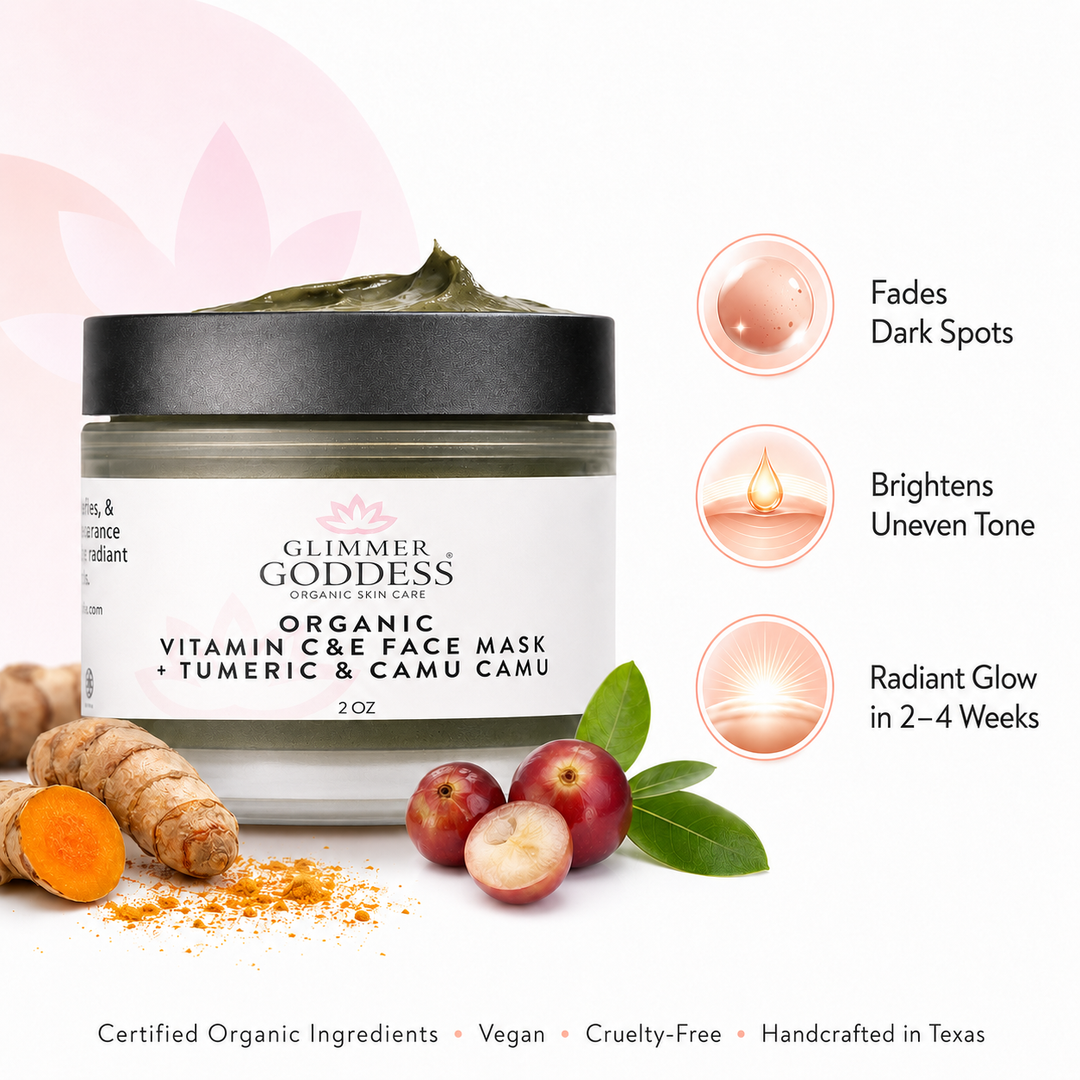 Organic turmeric face mask with vitamin C and E for brightening.