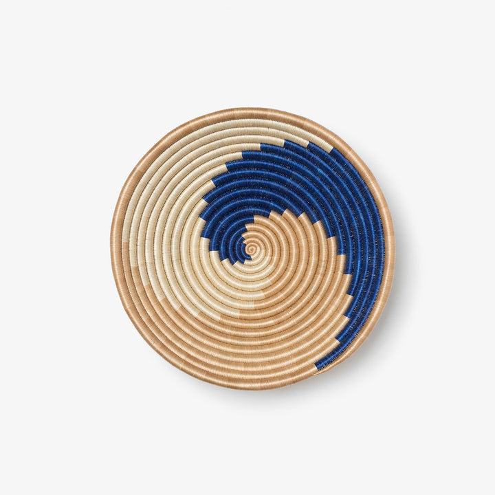 Medium Zera woven bowl in indigo and tea-toned sisal.