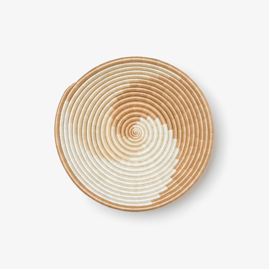 Medium Zera woven bowl in white and tea-toned sisal.