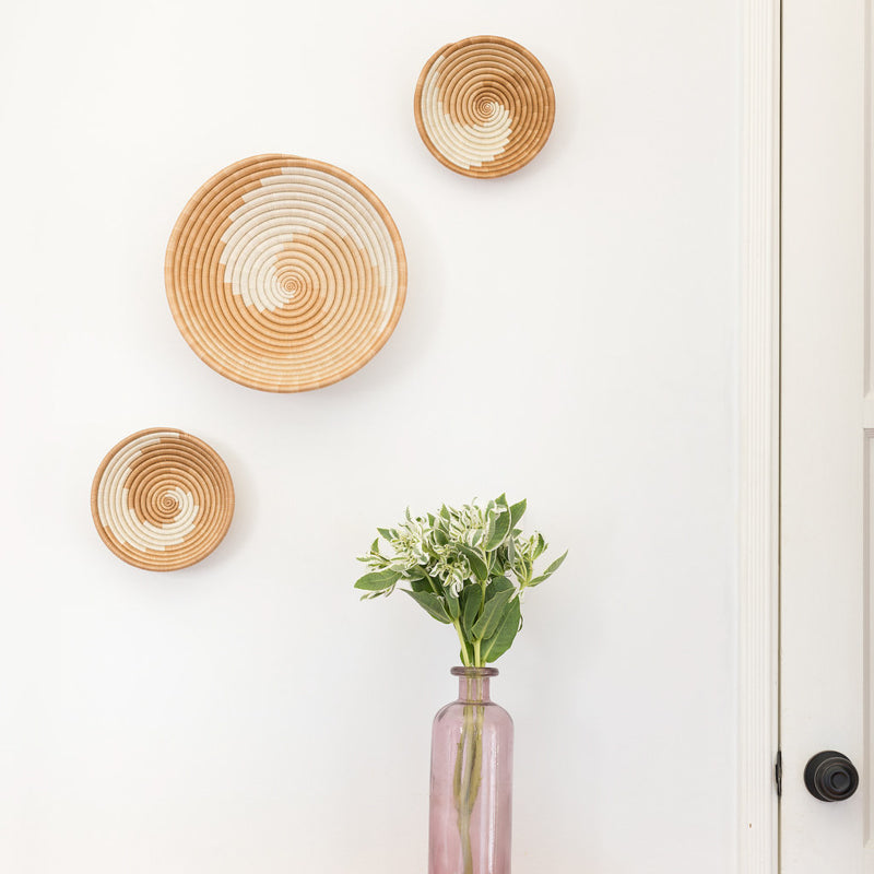 Zera woven bowls in natural sisal, styled for the home.