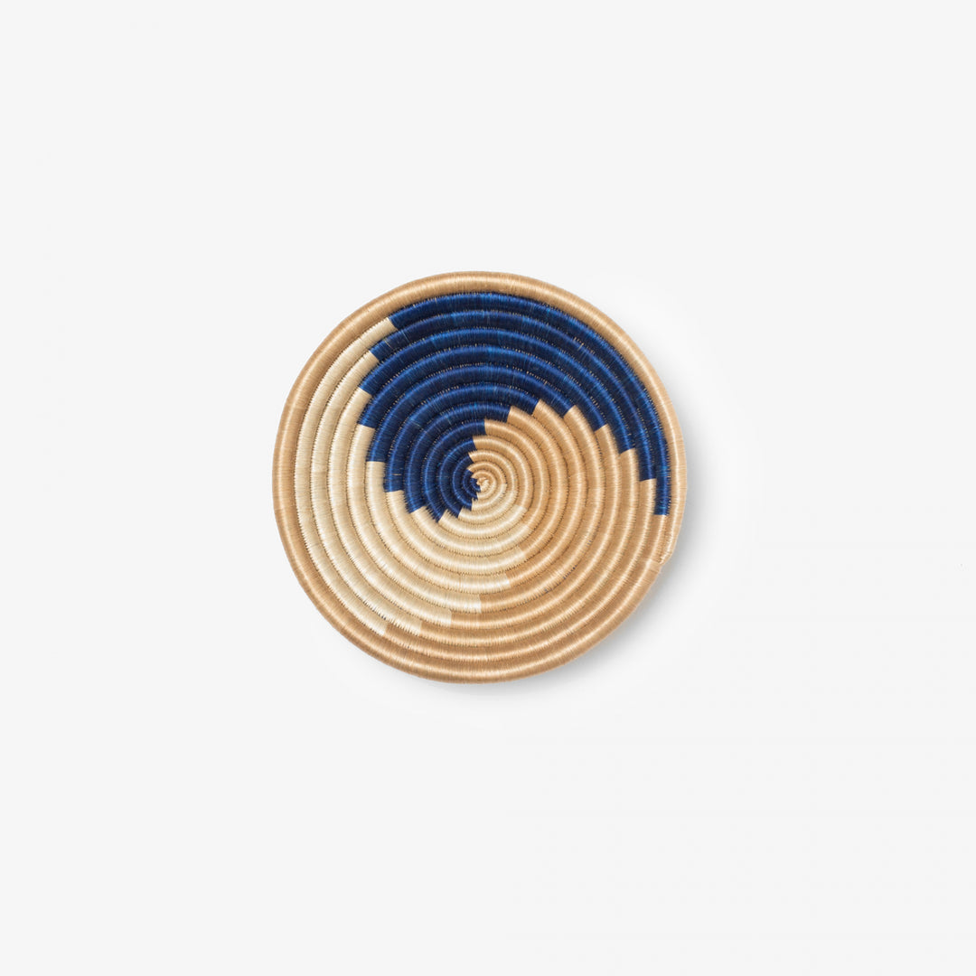 Small Zera woven bowl with indigo and tea-toned sisal.