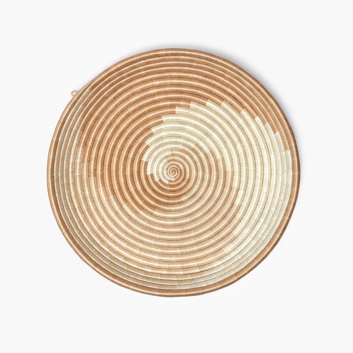 Zera woven bowls and tray in white and tea-toned sisal.