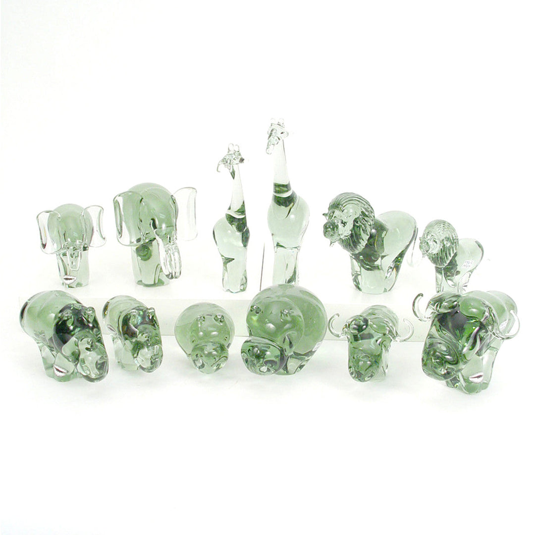 Handblown glass lion showing detailed craftsmanship and coloration.