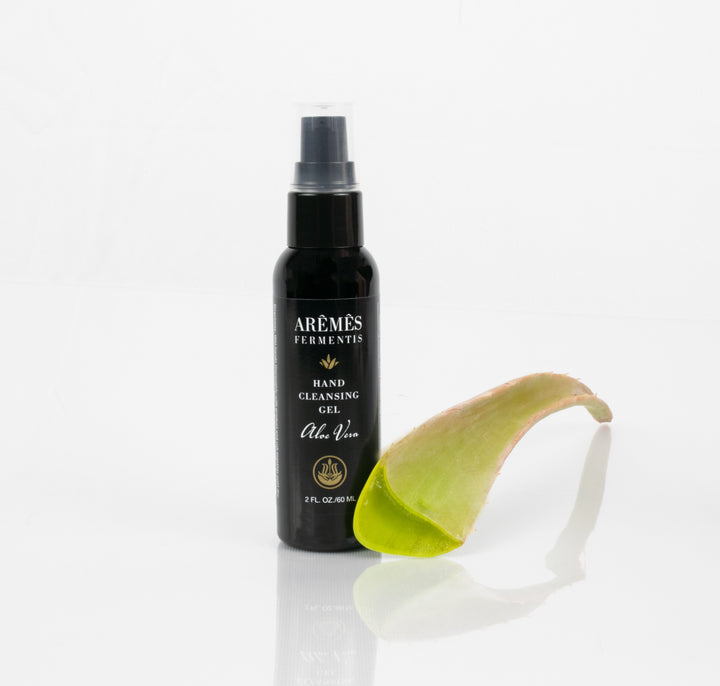 Clear aloe vera hand sanitizer gel in a pump bottle.