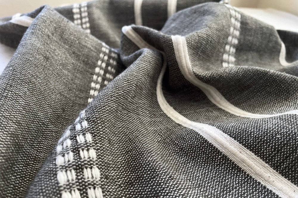 Set of two Ethiopian cotton napkins at oversized dinner size.