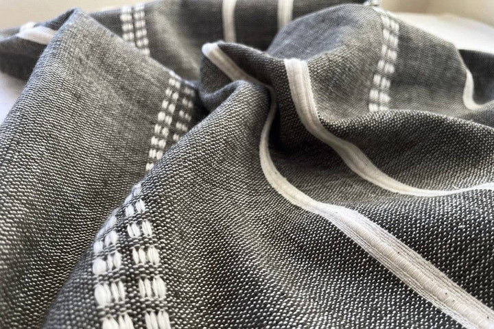 Set of two Ethiopian cotton napkins at oversized dinner size.