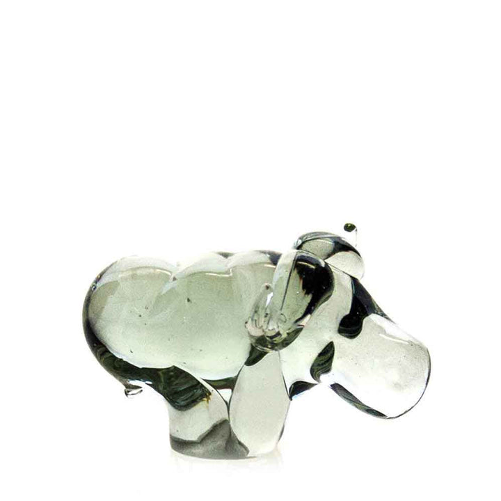 Handblown glass buffalo with detailed craftsmanship and glass texture.