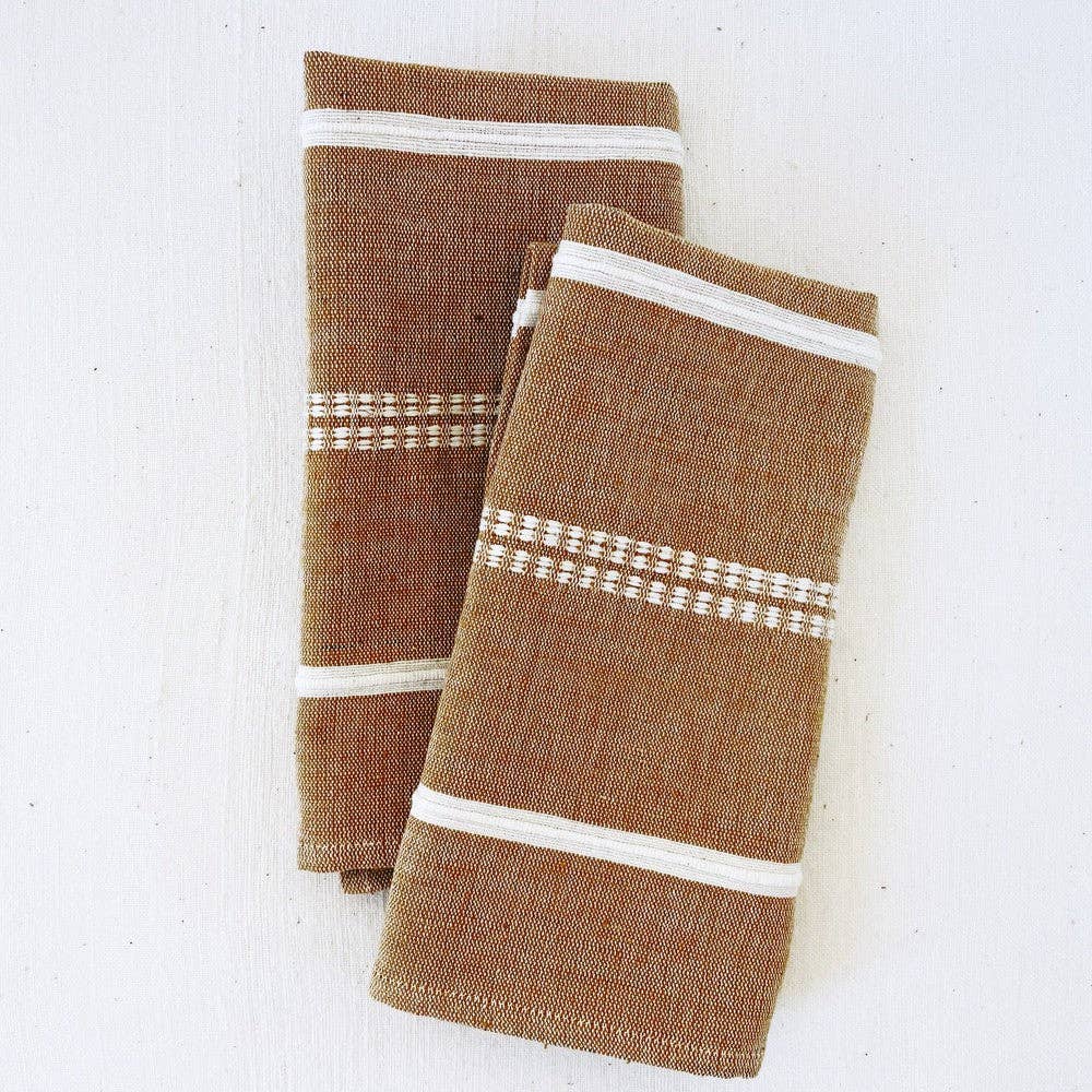 Set of two handspun cotton dinner napkins in the Zenach weave.