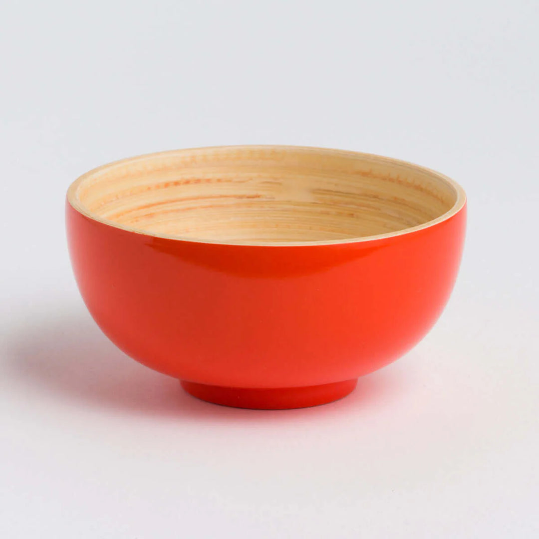 Handcrafted bamboo dining bowl with a smooth shape for meals.