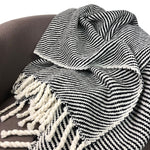 Load image into Gallery viewer, Chunky Black Stripe Alpaca Throw - Bush &amp; Briar
