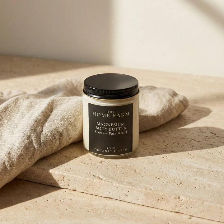 Creamy magnesium body butter with a smooth, natural texture.