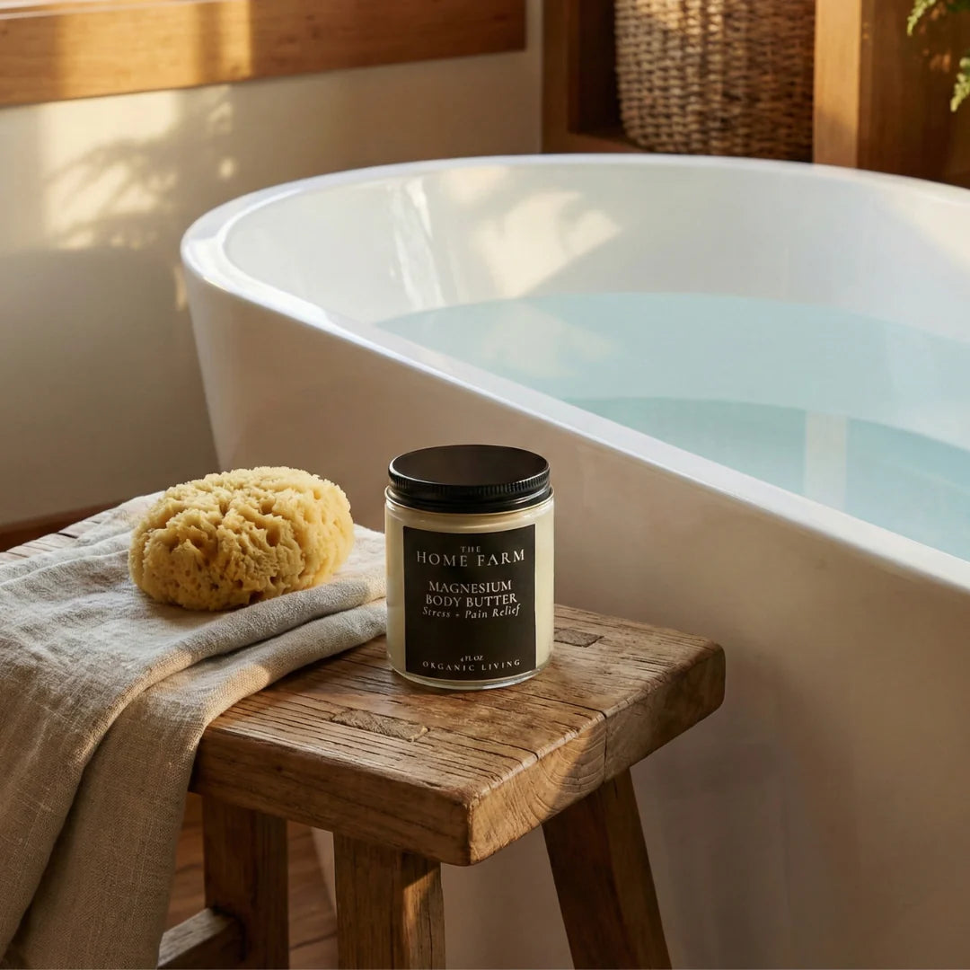 Creamy magnesium body butter made with natural ingredients.
