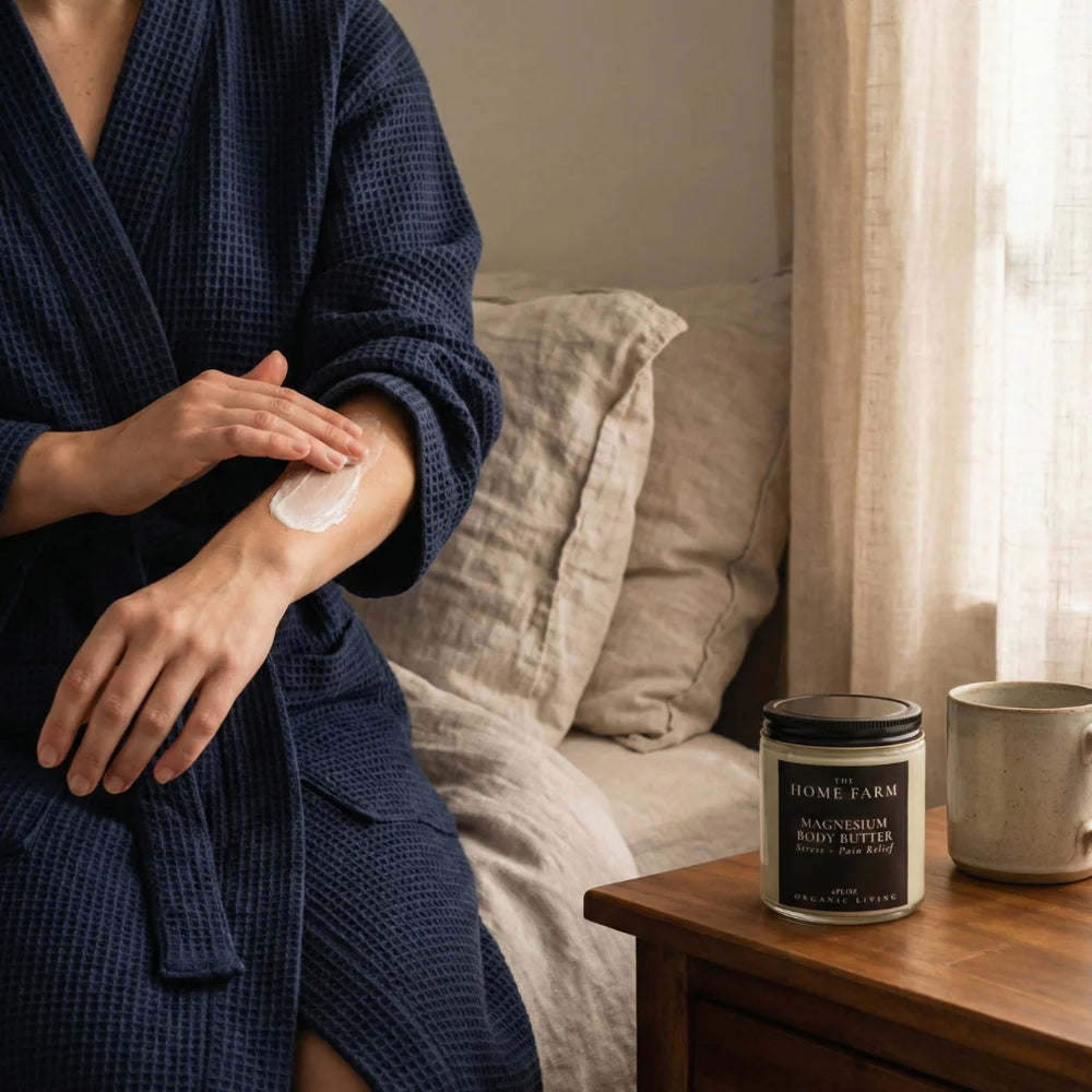 Natural magnesium body butter with a creamy, moisturizing texture.