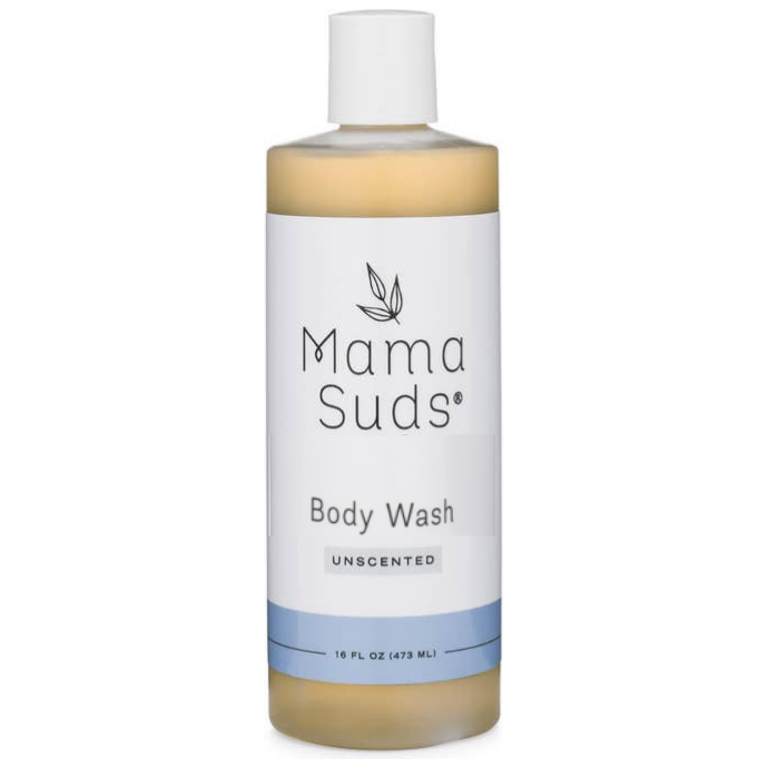 Unscented plant-based castile body wash in a clear bottle.