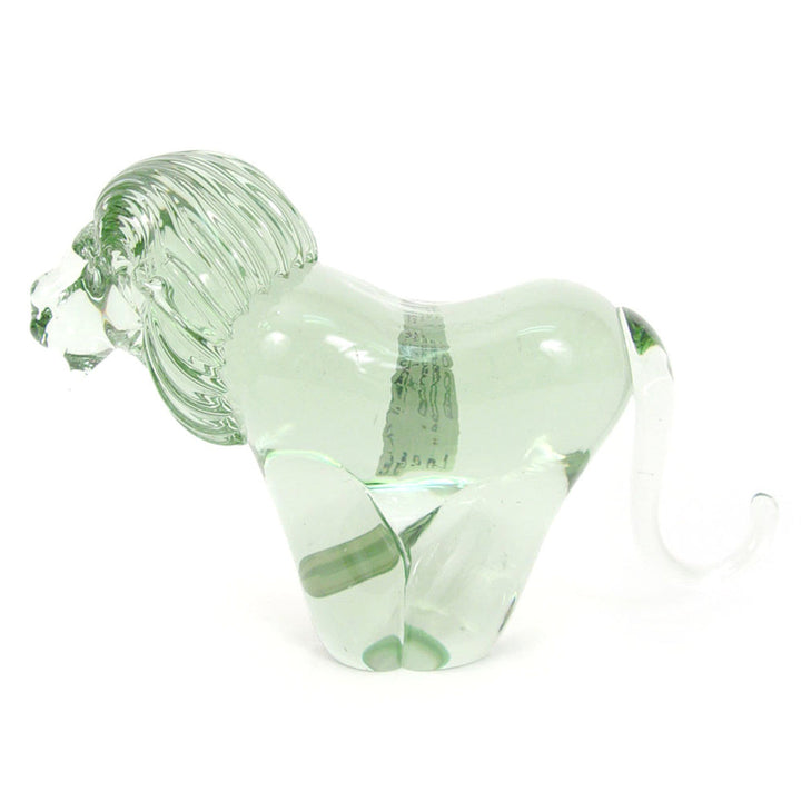 Recycled-glass lion sculpture handmade in Eswatini.