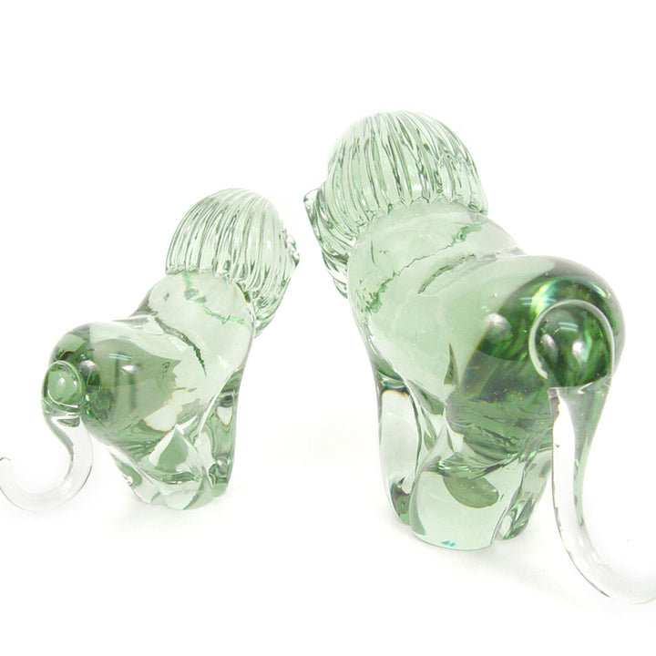 Handblown glass lion sculpture with rich, vibrant glass tones.