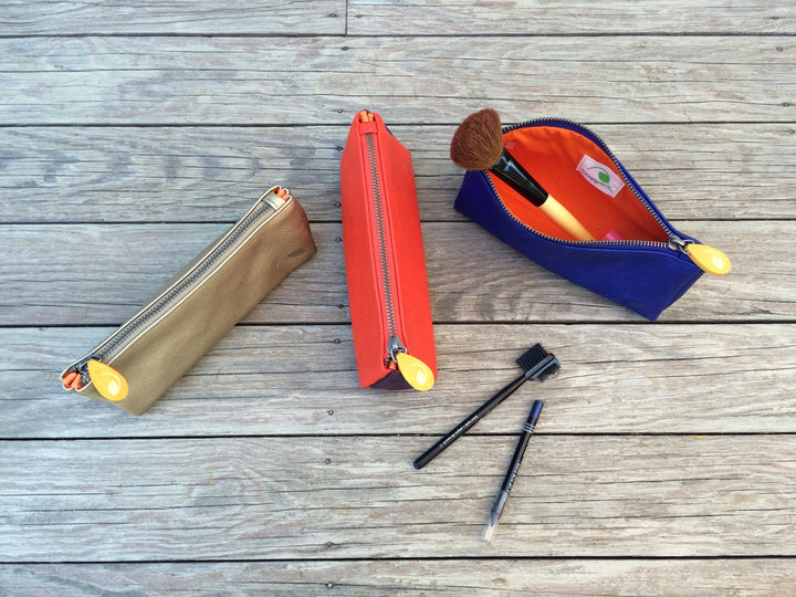 Vegan leather Union makeup pouch for storing cosmetics and small accessories.