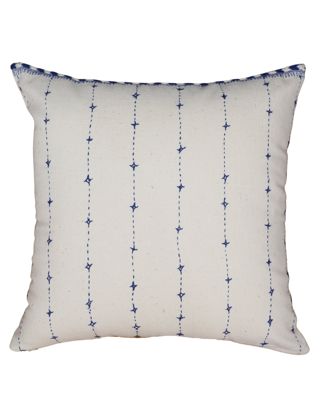 Blue and white striped cotton throw pillow cover.