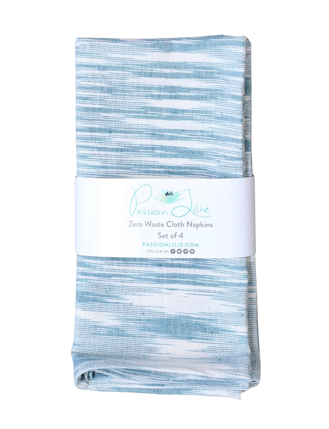Set of four light blue handwoven cotton napkins.