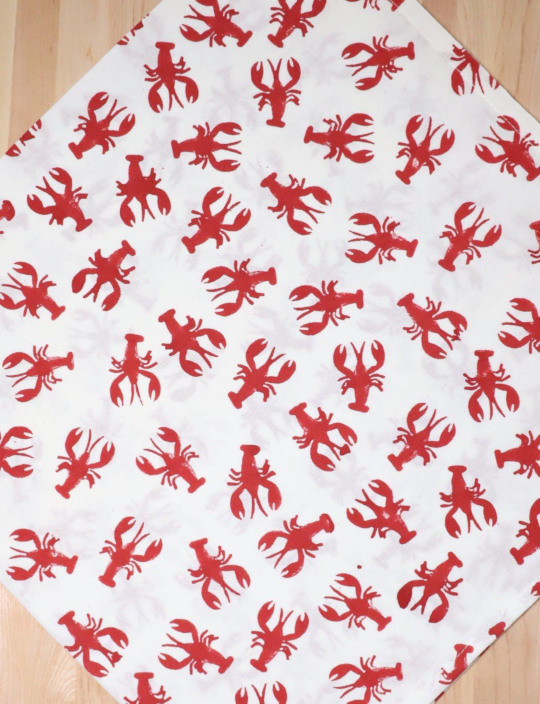 Crawfish cotton tea towel with a hand block printed crawfish design.