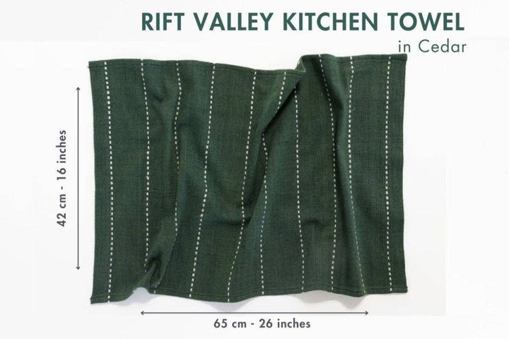 Handwoven Ethiopian cotton tea towel with a hanging loop.
