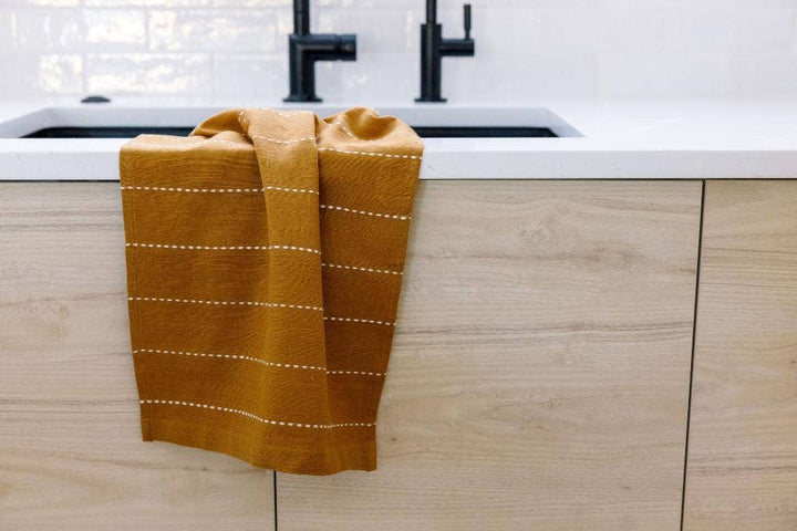 Handspun cotton tea towel, hand loomed in Ethiopia.